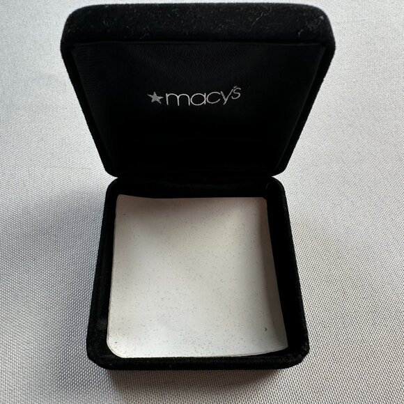 Vintage Macy's Jewelry Earring Display Case & Gift Box Black Velvet Presentation - Picture 11 of 16